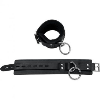 Lavish Deluxe Locking Ankle Restraints With Real Fleece Lining Black