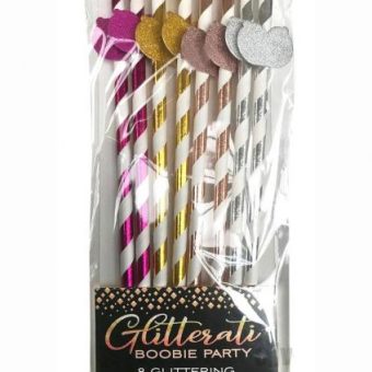 Glitterati Boobie Tall Party Straws 8pk