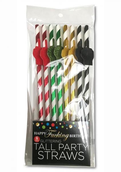 Happy Fn Birthday Tall Party Straws 8pk