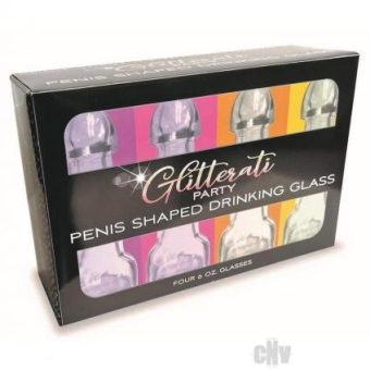 Glitterati Penis Drinking Glass 6oz 4pk