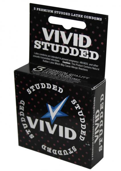 Vivid Studded Lubricated Latex Condom 3 Pack