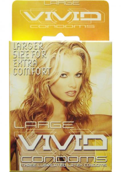 Vivid Large Lubricated Latex Condom 3 Pack