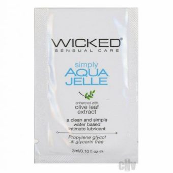 Wicked Simply Aqua Jelle Water Based Lubricant  .1oz  144 bag