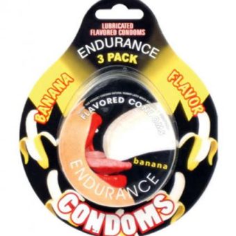 Lubricated Flavored Endurance Condoms 3 Per Pack Banana