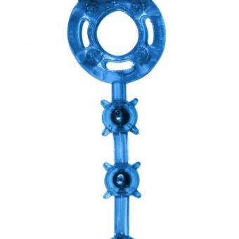 Pleasure Balls Vibrating Cock Ring With Stimulation Balls Waterproof Blue One Size Fits All