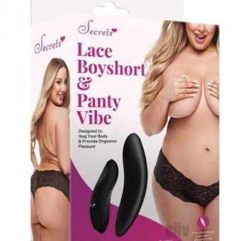 Secret Lace Boyshort Remote Q/s Black