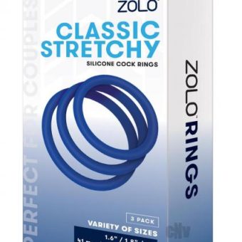 Zolo Stretchy Cock Ring 3pk Navy