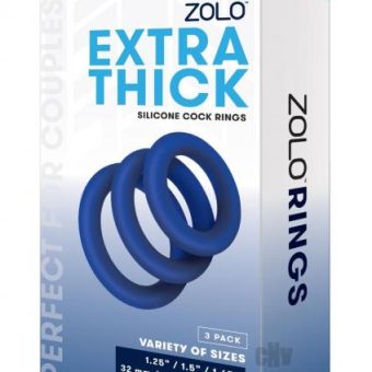 Zolo Extra Thick Cock Ring 3pk Navy