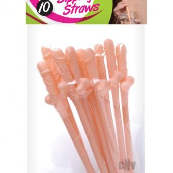 Penis Sipping Straws 10 Pack - Flesh