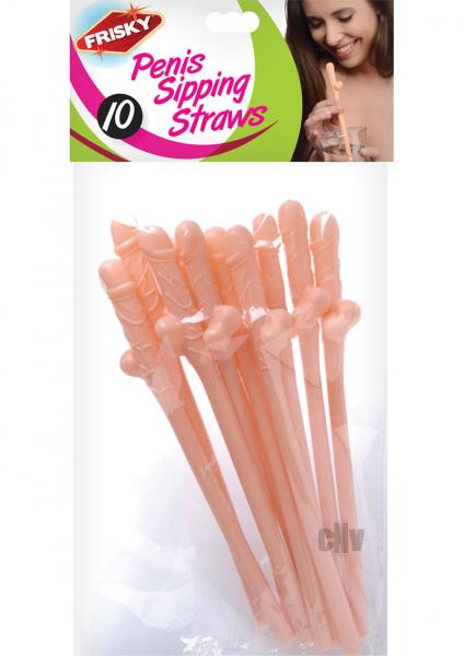 Penis Sipping Straws 10 Pack - Flesh