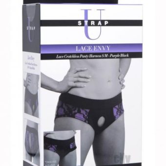 Strap U Lace Envy Crotchless S/m Purple