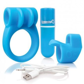 Screaming O Charged Combo Kit #1 C Ring & Finger Sleeve Blue