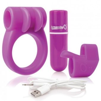 Screaming O Charged Combo Kit #1 C Ring & Finger Sleeve Purple