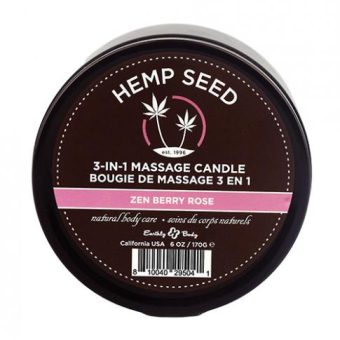 Earthly Body Suntouched Hemp Candle - 6 Oz Round Tin Zen Berry Rose