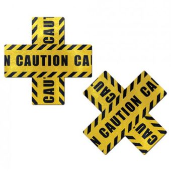 Pastease Caution Cross X Black Yellow Pasties O/S