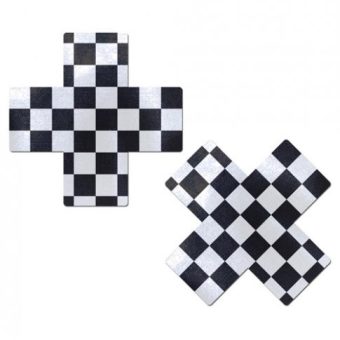 Pastease Checker Cross X Black White Pasties O/S