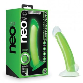 Blush Neo Elite Glow In The Dark Omnia  7" Silicone Dual Density Dildo - Neon Green