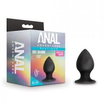 Blush Anal Adventures Platinum Silicone Anal Stout Plug - Medium Black
