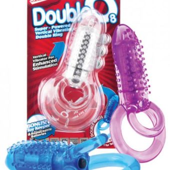 Double O 8 Vibrating Double Cock Ring Assorted Color