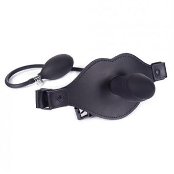 Spartacus Inflatable Dildo Gag With Hand Pump Black O/S