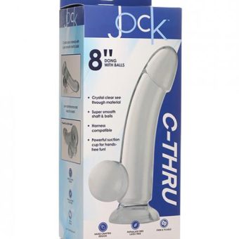 Curve Novelties Jock C-thru 8" Smooth Dong W/balls - Clear