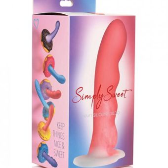 Curve Toys Simply Sweet 7" Wavy Silicone Dildo - Pink/white