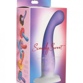 Curve Toys Simply Sweet 7" Slim G Spot Silicone Dildo - Purple/white
