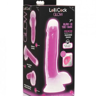 Curve Toys Lollicock 7" Glow In The Dark Silicone Dildo W/balls - Purple