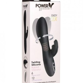 Curve Novelties Power Bunnies Dizzy Rotating Vibrator W/rotating Beads - Black