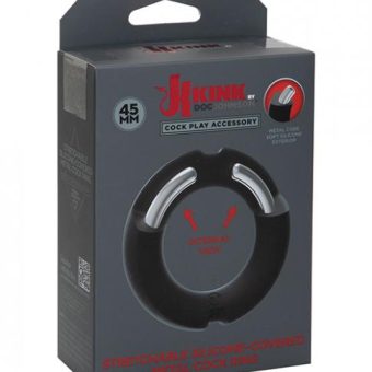Kink Hybrid Silicone Covered Metal Cock Ring - 45 Mm Black