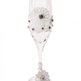 Bride To Be Champagne Glass with White Lace Trim
