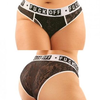 Vibes Buddy Fuck Off Lace Boy Brief & Lace Thong Black Qn