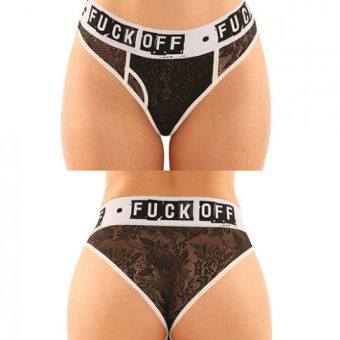 Vibes Buddy Fuck Off Lace Boy Brief & Lace Thong Black S/m