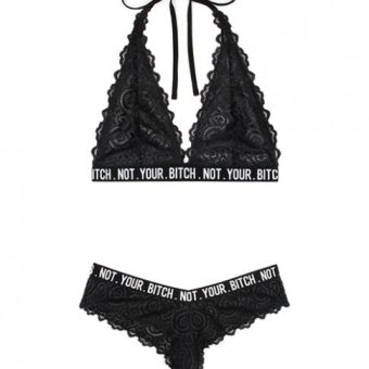 Vibes Not Your Bitch Bralette & Cheeky Panty Black M/L