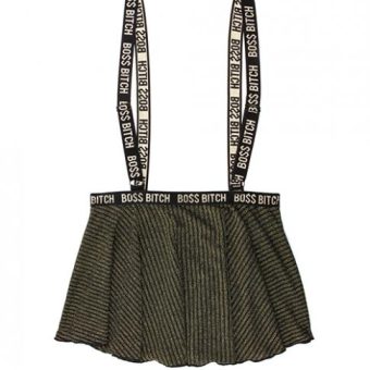 Vibes Boss Bitch Suspender Skirt Black Gold S/M