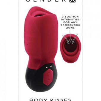 Gender X Body Kisses Vibrating Suction Massager - Red/black