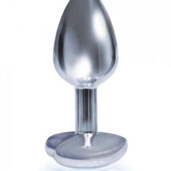 Silver Starter Bejeweled Heart Stainless Steel Plug Diamond