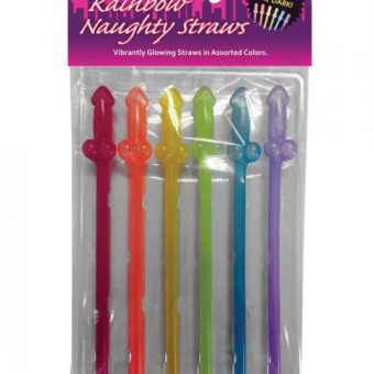 Naughty Glow In The Dark Rainbow Straws - Pack Of 6