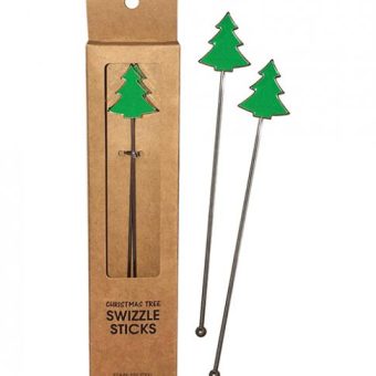 Holiday Tree Reusable Stainless Steel (dishwasher Safe) Swizzle Stick - Pack Of 2