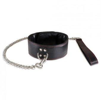 Sultra Lambskin 2 inches Collar With 24 inches Chain Black