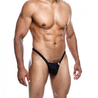 Male Basics Y Buns Thong Black Lg