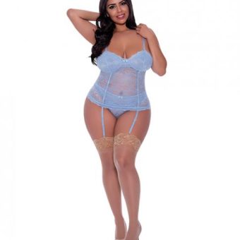 Ooh La Lace Bustier & Panty Periwinkle Qn