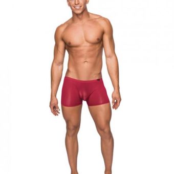 Seamless Sleek Shorts Sheer Pouch Red Medium
