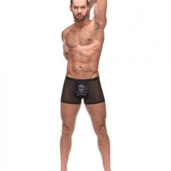 Private Screening Micro Mesh & Modal Skull Pouch Short Black Lg