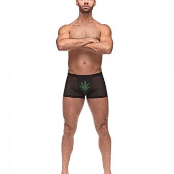 Private Screening Micro Mesh & Modal Pot Leaf Black Sm