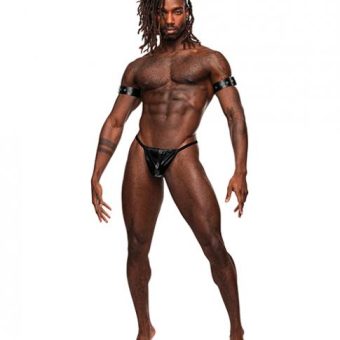 Pisces Pu Leather Bicep & Back Harness Black O/s