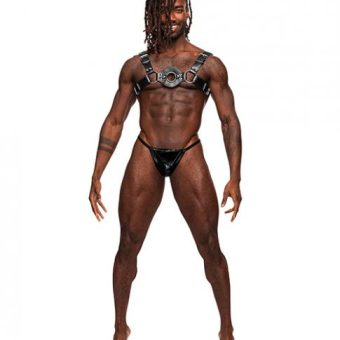 Libra Pu Leather Chest Harness Black O/s
