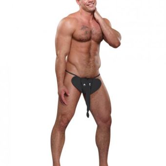 Male Power Squeaker Elephant G-String Black