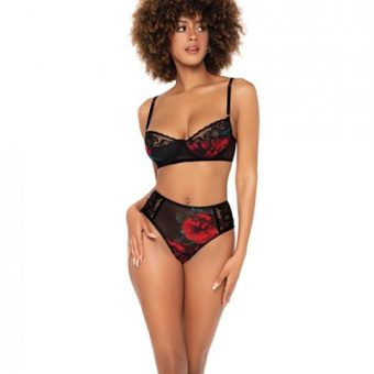 Underwire Bra Top & High Waisted Bottom Black S/m