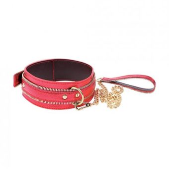 Nobu Fetish Choker & Leash Set - Red/gold